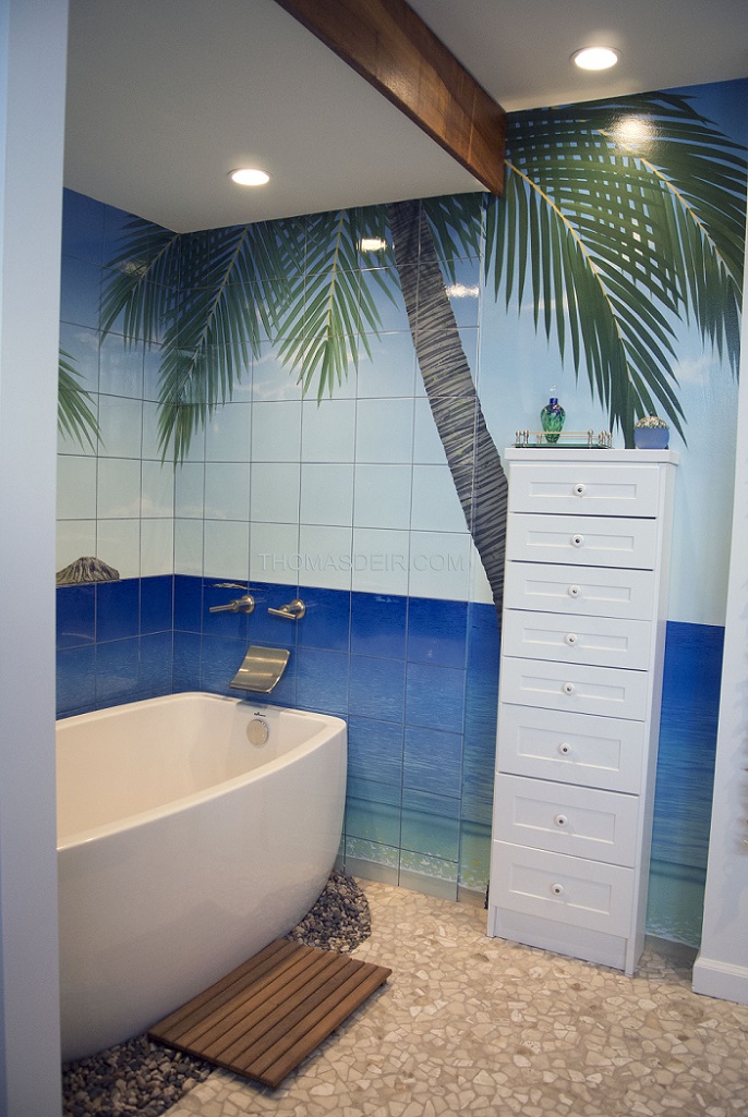 Bathroom Renovation Tropical Beach Tile Mural