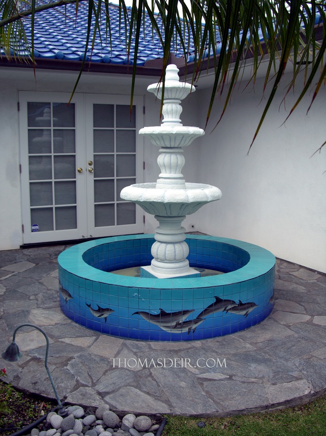 dolphins fountain tile mural