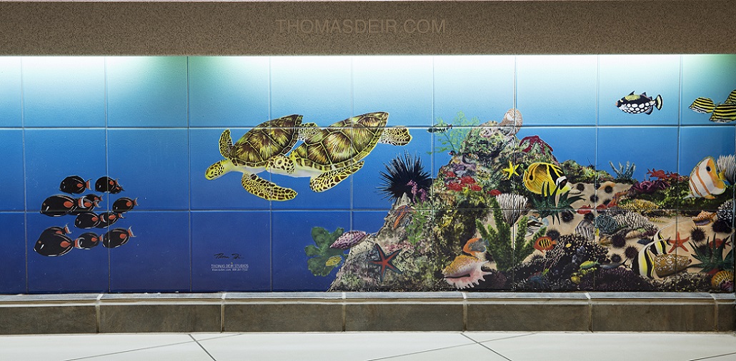 Tile Mural Tropical Fish Painting Sea Turtles Detail