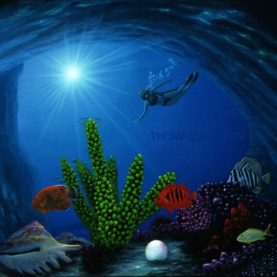 Pearl Diver Dive Oahu Painting