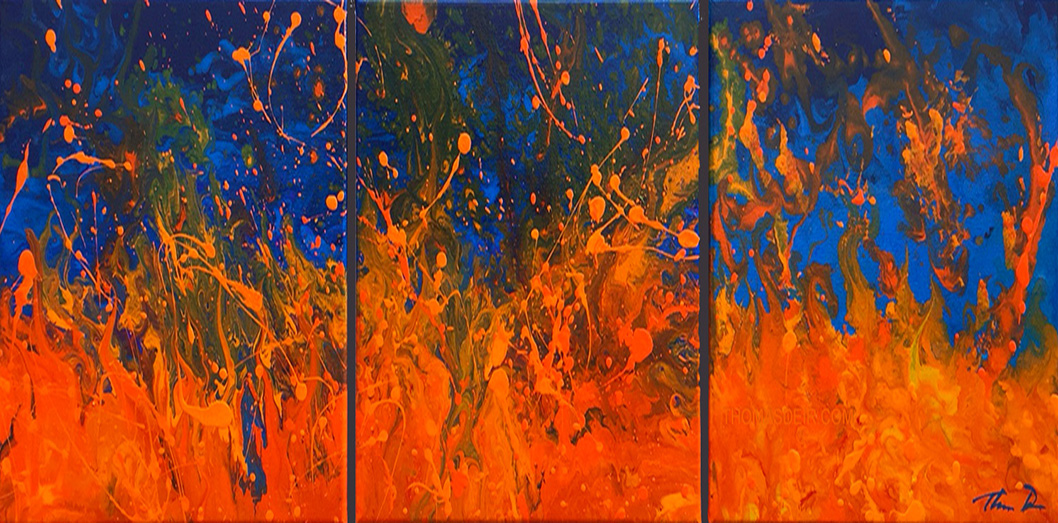 Lava Study A tryptich painting