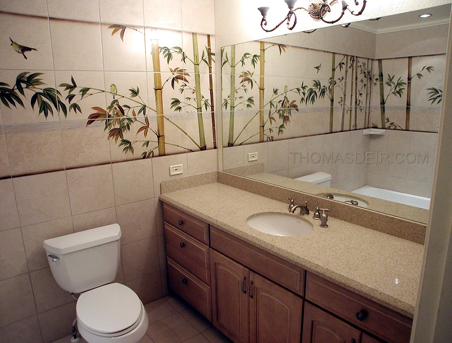 Bath and Shower Tile Designs Asian Bamboo
