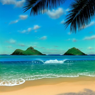 Hawaii Painting Beach Scene Paradise