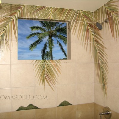 Coconut Tree Shower Mural 1