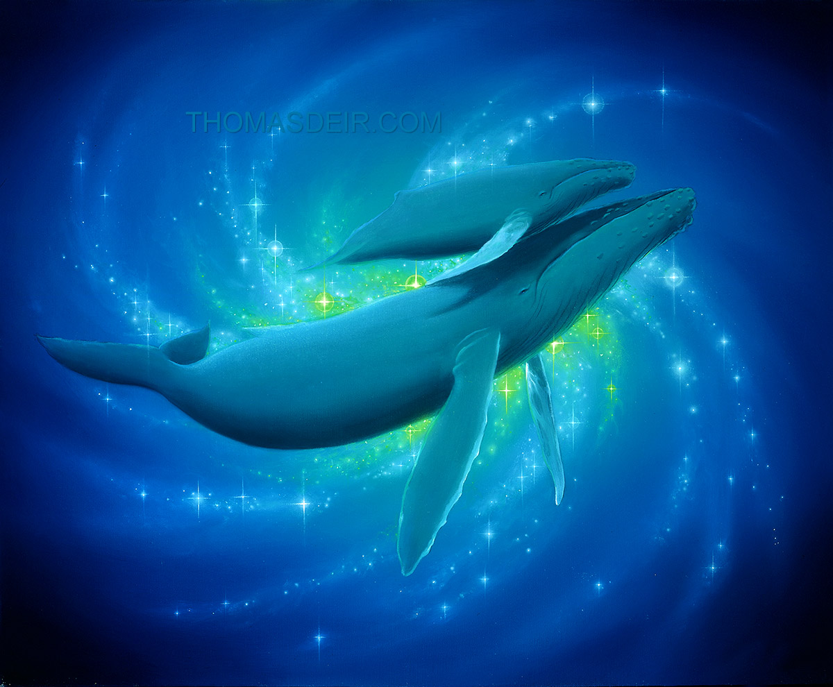 Painting of whales mother and calf