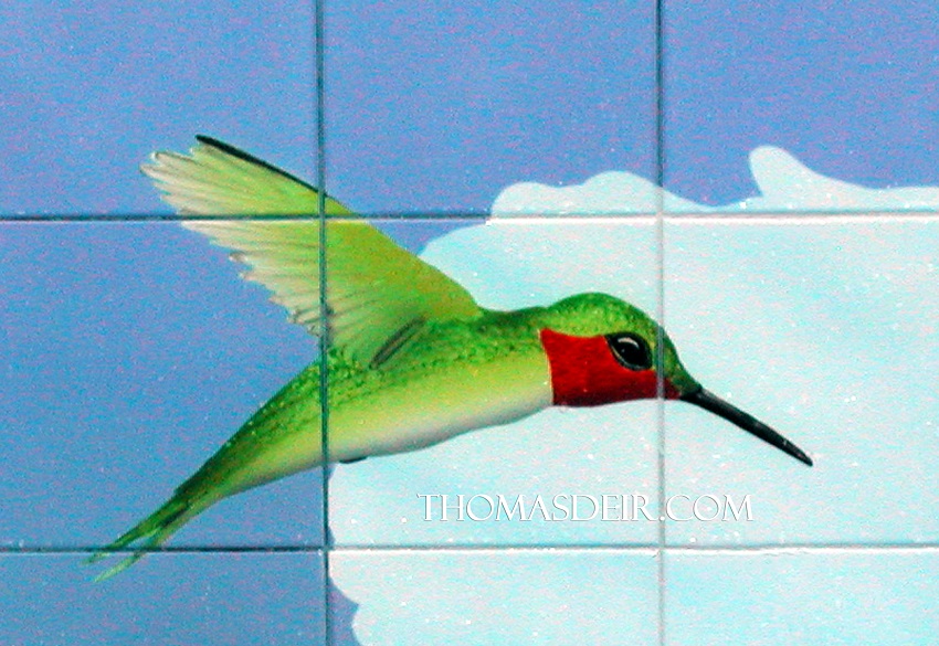 Tile Mural detail of Hummingbird