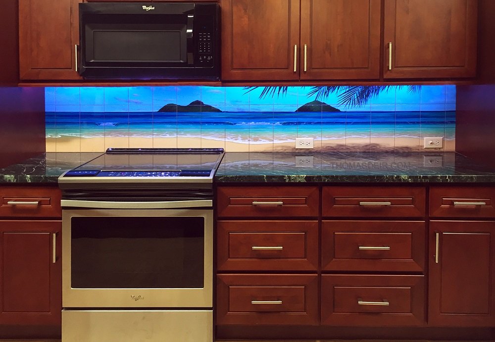 Hawaii kitchen backsplash tile mural